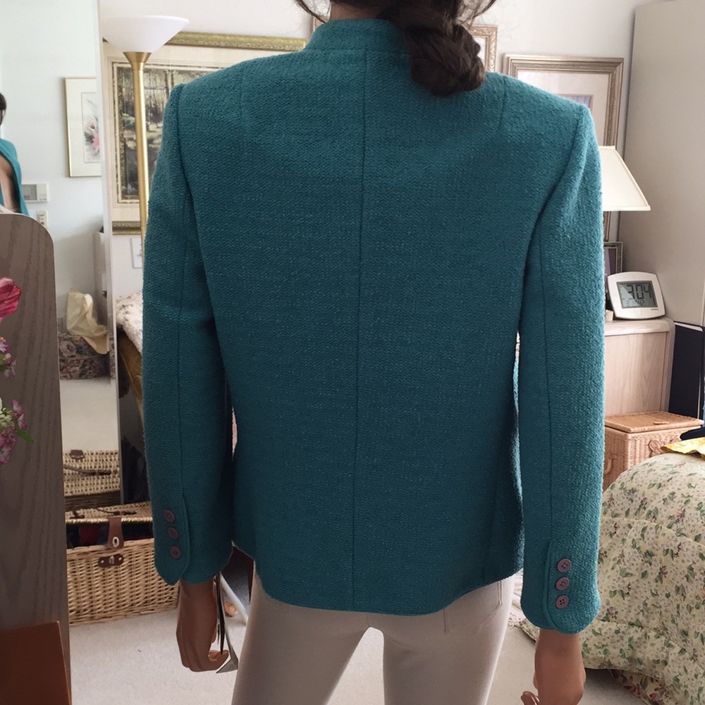 Vintage NWT Lord & Taylor Turquoise Teal Open Front Blazer Jacket - Picture 4 of 15